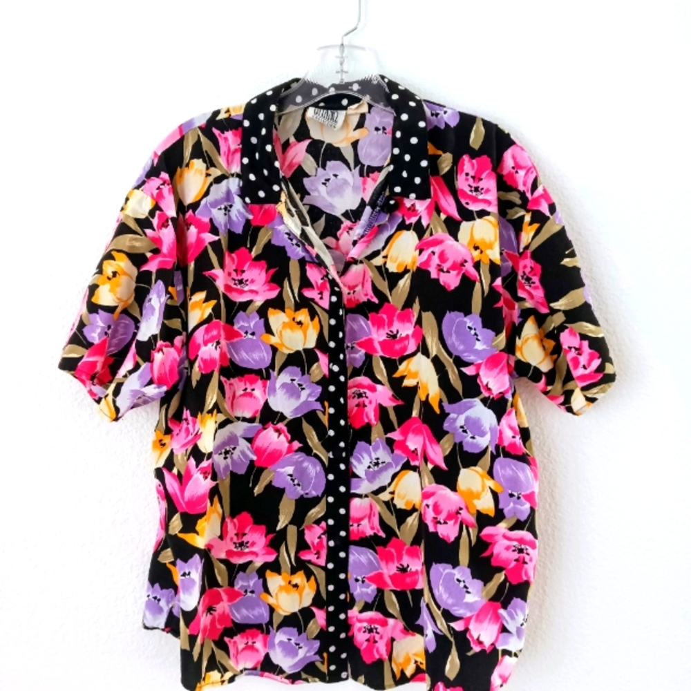 🌺VTG floral polka dot button down shirt - Picture 2 of 7